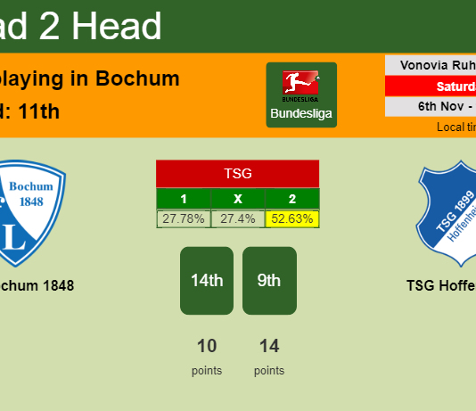H2H, PREDICTION. VfL Bochum 1848 vs TSG Hoffenheim | Odds, preview, pick 06-11-2021 - Bundesliga