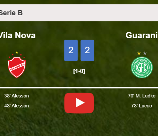 Guarani manages to draw 2-2 with Vila Nova after recovering a 0-2 deficit. HIGHLIGHTS
