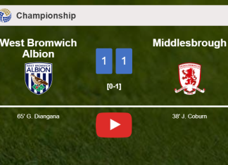 West Bromwich Albion and Middlesbrough draw 1-1 on Saturday. HIGHLIGHTS