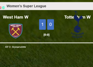 West Ham conquers Tottenham 1-0 with a goal scored by D. Brynjarsdóttir