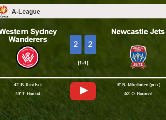 Western Sydney Wanderers and Newcastle Jets draw 2-2 on Sunday. HIGHLIGHTS