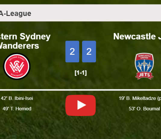 Western Sydney Wanderers and Newcastle Jets draw 2-2 on Sunday. HIGHLIGHTS
