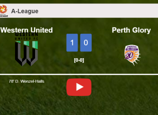 Western United overcomes Perth Glory 1-0 with a goal scored by D. Wenzel-Halls. HIGHLIGHTS