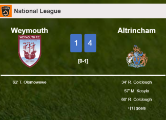 Altrincham beats Weymouth 4-1