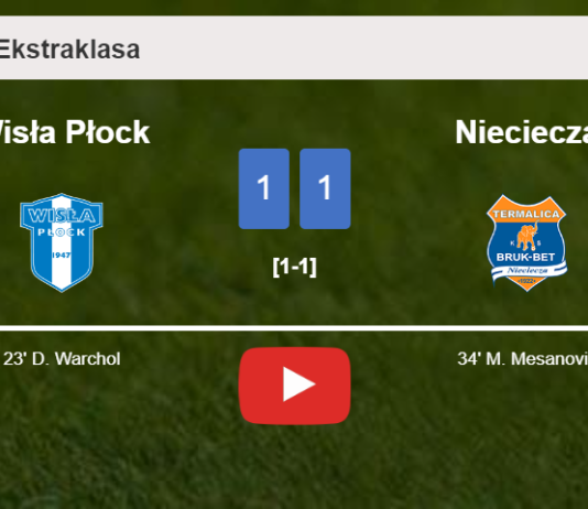 Wisła Płock and Nieciecza draw 1-1 on Friday. HIGHLIGHTS