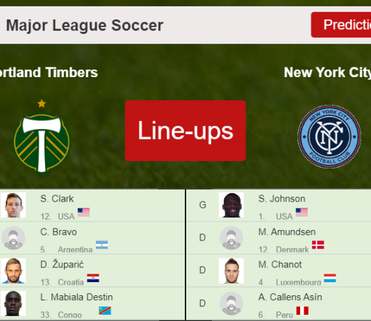 PREDICTED STARTING LINE UP: Portland Timbers vs New York City - 11-12-2021 Major League Soccer - USA