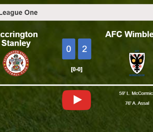 AFC Wimbledon beats Accrington Stanley 2-0 on Tuesday. HIGHLIGHTS