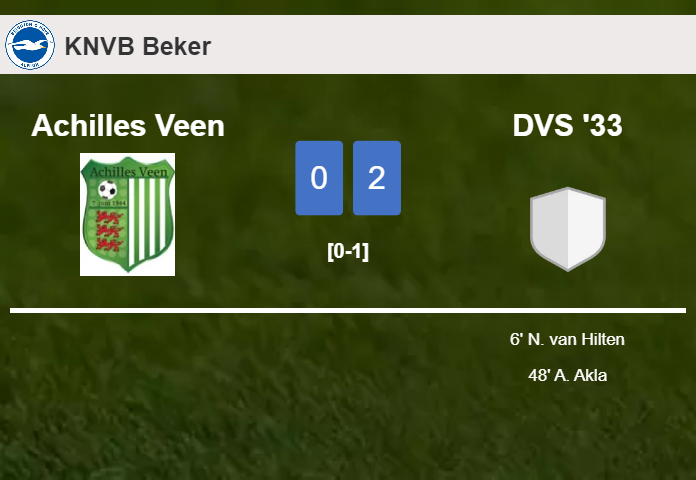 DVS '33 overcomes Achilles Veen 2-0 on Thursday