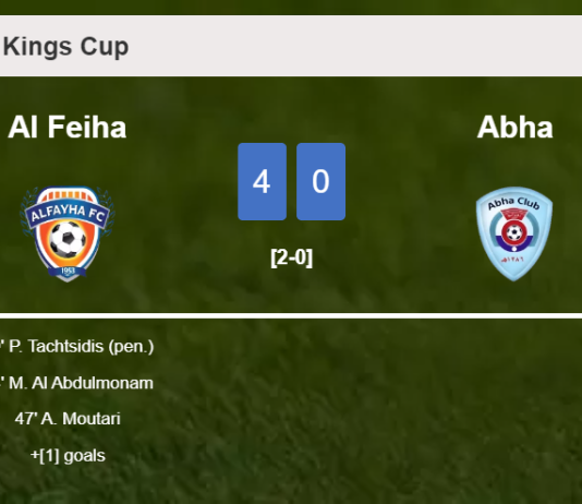 Al Feiha annihilates Abha 4-0 with a superb match