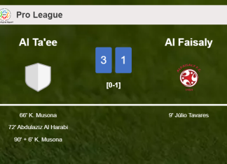 Al Ta'ee beats Al Faisaly 3-1 with 2 goals from K. Musona