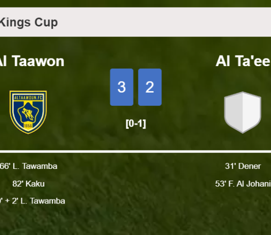 Al Taawon beats Al Ta'ee 3-2 with 2 goals from L. Tawamba
