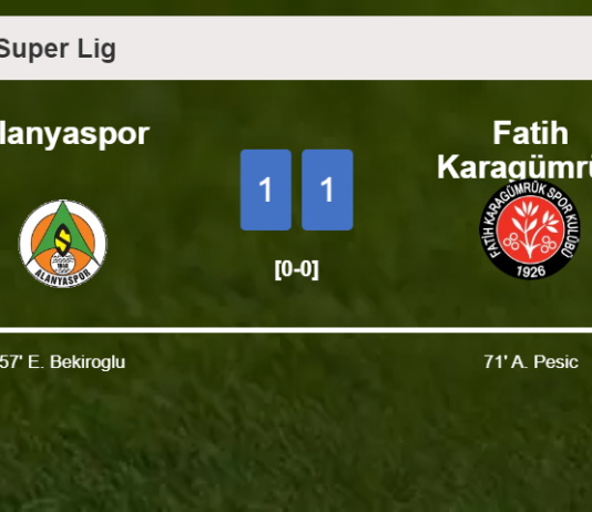 Alanyaspor and Fatih Karagümrük draw 1-1 on Sunday