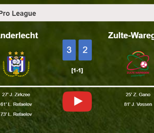 Anderlecht prevails over Zulte-Waregem 3-2. HIGHLIGHTS
