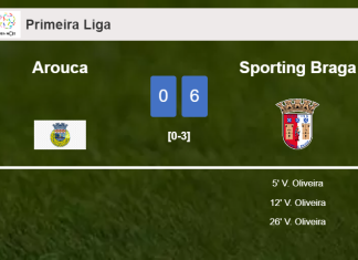 Sporting Braga prevails over Arouca 6-0 with 3 goals from V. Oliveira