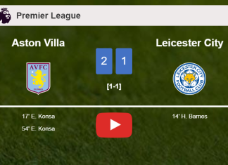 Aston Villa recovers a 0-1 deficit to conquer Leicester City 2-1 with E. Konsa scoring 2 goals. HIGHLIGHTS