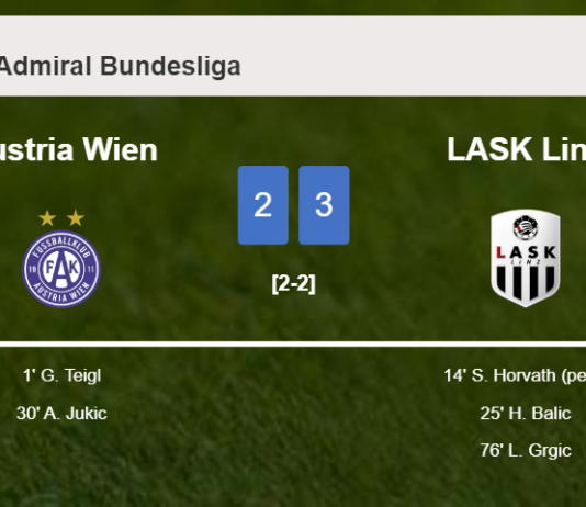 LASK Linz defeats Austria Wien 3-2