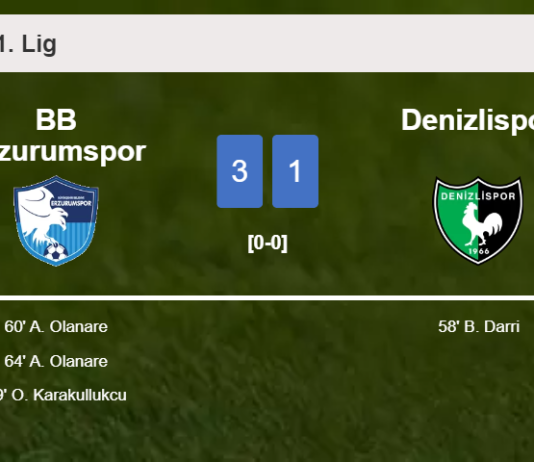 BB Erzurumspor tops Denizlispor 3-1 after recovering from a 0-1 deficit
