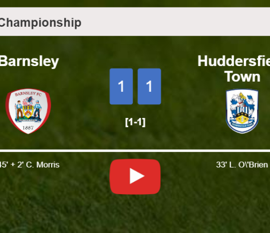 Barnsley and Huddersfield Town draw 1-1 on Saturday. HIGHLIGHTS