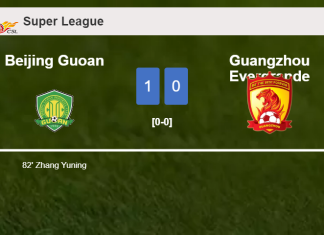 Beijing Guoan beats Guangzhou Evergrande 1-0 with a goal scored by Z. Yuning