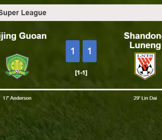 Beijing Guoan and Shandong Luneng draw 1-1 on Wednesday