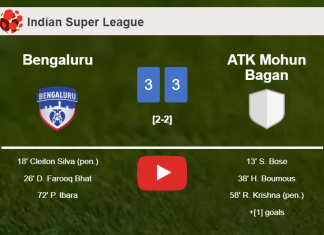 Bengaluru and ATK Mohun Bagan draws a hectic match 3-3 on Thursday. HIGHLIGHTS