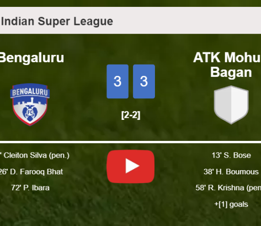 Bengaluru and ATK Mohun Bagan draws a hectic match 3-3 on Thursday. HIGHLIGHTS
