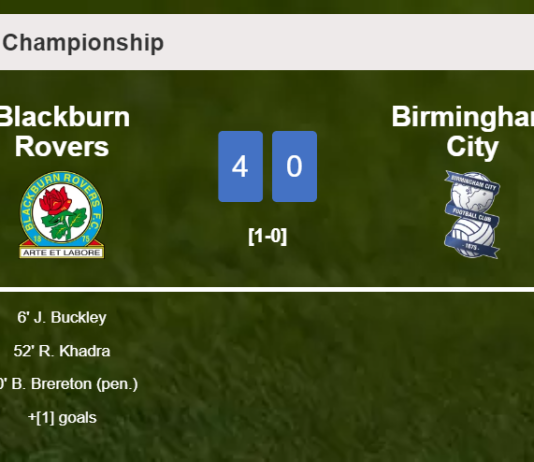 Blackburn Rovers crushes Birmingham City 4-0 with a fantastic performance