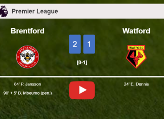Brentford recovers a 0-1 deficit to beat Watford 2-1. HIGHLIGHTS