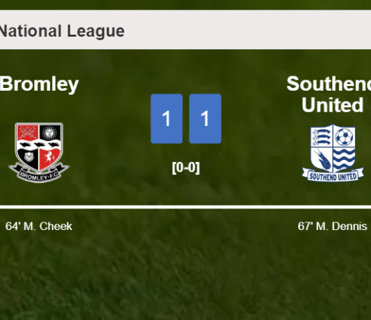Bromley and Southend United draw 1-1 on Sunday