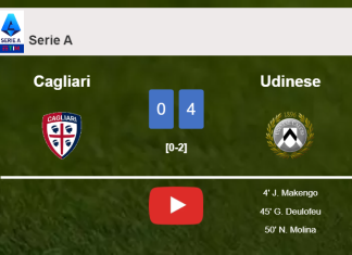 Udinese overcomes Cagliari 4-0 after playing a incredible match. HIGHLIGHTS
