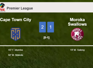 Cape Town City recovers a 0-1 deficit to overcome Moroka Swallows 2-1