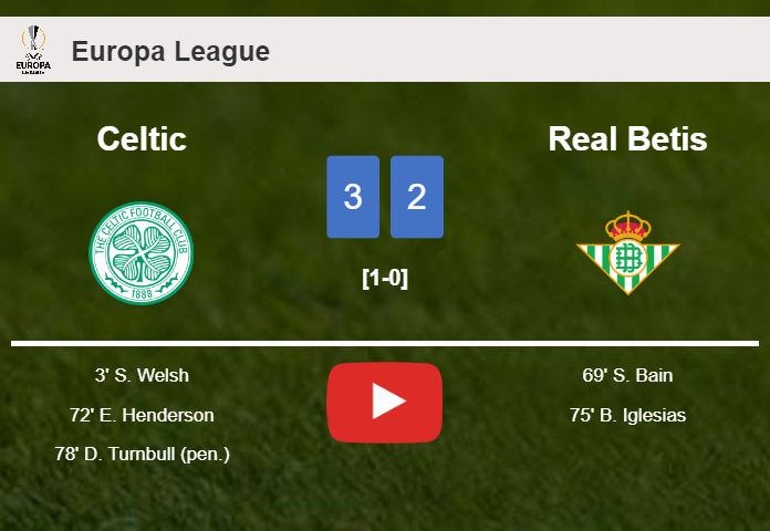 Celtic beats Real Betis 3-2. HIGHLIGHTS