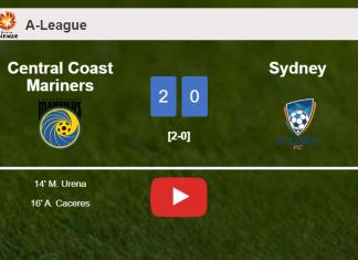 Central Coast Mariners overcomes Sydney 2-0 on Sunday. HIGHLIGHTS