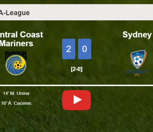 Central Coast Mariners overcomes Sydney 2-0 on Sunday. HIGHLIGHTS