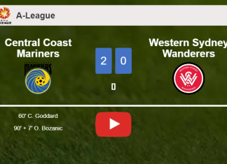 Central Coast Mariners prevails over Western Sydney Wanderers 2-0 on Saturday. HIGHLIGHTS