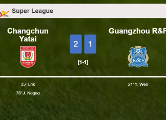 Changchun Yatai recovers a 0-1 deficit to top Guangzhou R&F 2-1