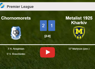 Chornomorets prevails over Metalist 1925 Kharkiv 2-1. HIGHLIGHTS
