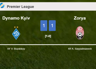 Dynamo Kyiv and Zorya draw 1-1 on Sunday