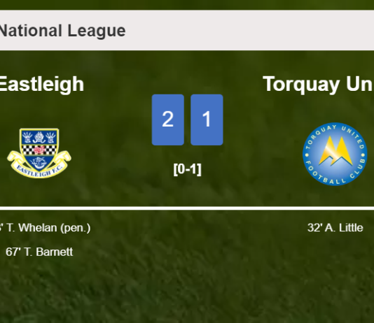 Eastleigh recovers a 0-1 deficit to best Torquay United 2-1
