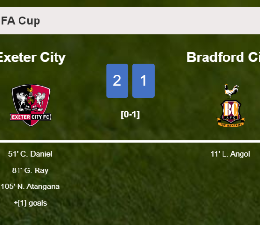 Exeter City recovers a 0-1 deficit to defeat Bradford City 2-1