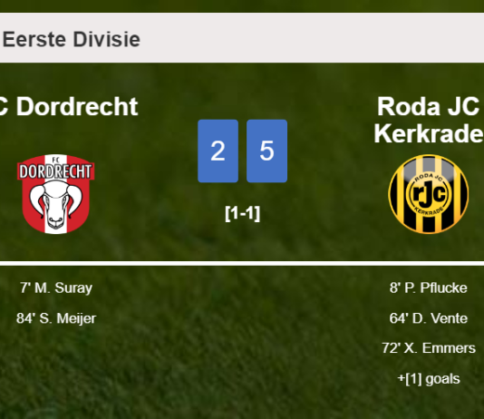 Roda JC Kerkrade prevails over FC Dordrecht 5-2 after playing a incredible match