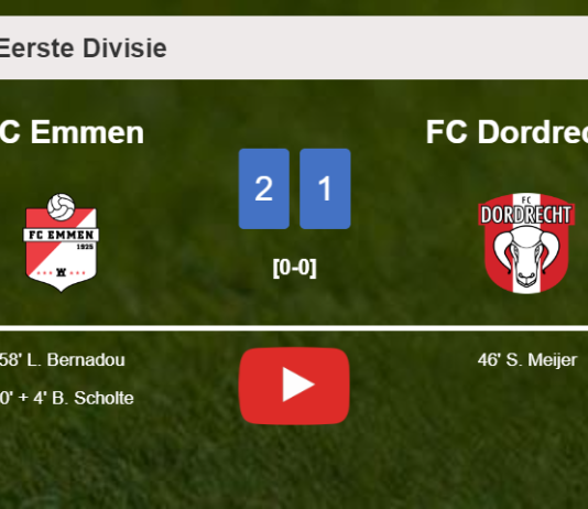 FC Emmen recovers a 0-1 deficit to overcome FC Dordrecht 2-1. HIGHLIGHTS