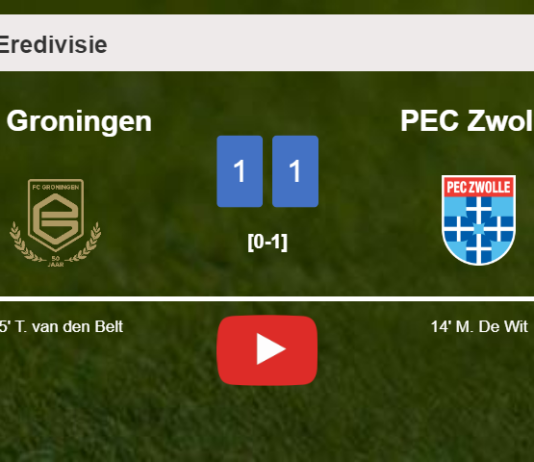 FC Groningen and PEC Zwolle draw 1-1 on Friday. HIGHLIGHTS