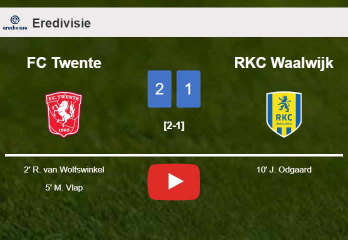 FC Twente overcomes RKC Waalwijk 2-1. HIGHLIGHTS - Soccer
