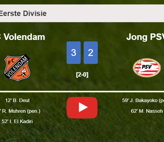 FC Volendam beats Jong PSV 3-2. HIGHLIGHTS