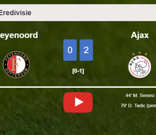 Ajax defeats Feyenoord 2-0 on Sunday. HIGHLIGHTS