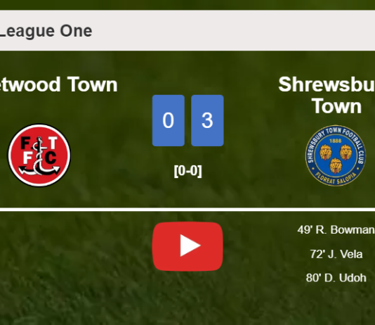 Shrewsbury Town beats Fleetwood Town 3-0. HIGHLIGHTS