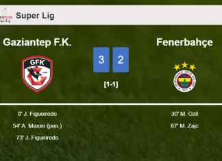 Gaziantep F.K. beats Fenerbahçe 3-2 with 2 goals from J. Figueiredo