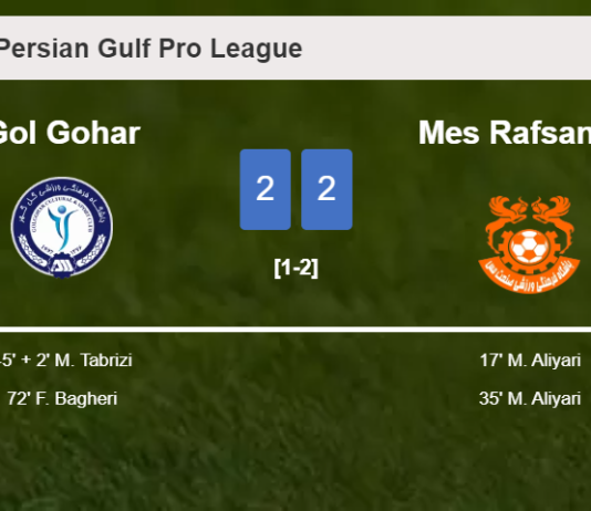 Gol Gohar manages to draw 2-2 with Mes Rafsanjan after recovering a 0-2 deficit