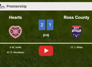 Hearts prevails over Ross County 2-1. HIGHLIGHTS